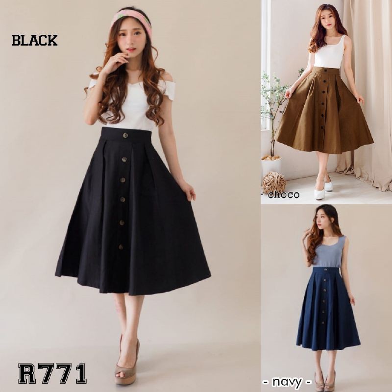 ALEEYA Rok Suede 7/8 / Hanna Midi Button Skirt (2502)