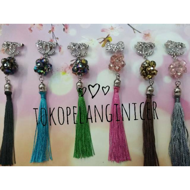 BARU !!! Bros Dagu Juntai Tassel Kristal/Bros Hijab Kekinian/bros tassel murah by TokoPelangiNicer