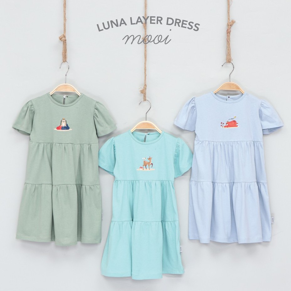 PROMO 7.7 PROMO BAJU LEBARAN MURAH Mooi Dress Anak Perempuan Ruffle LUNA Layer Dress - Fashion Anak Perempuan Dress bordir 1 - 5 Tahun