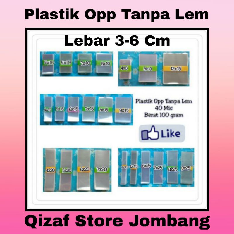 Plastik Opp Tanpa Lem berat 100 gram Lebar 3-6 cm