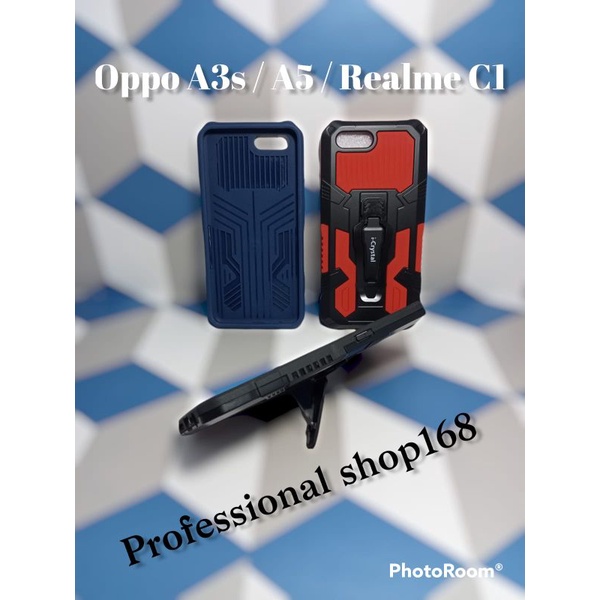 PS - OPPO A3S / A5 / REALME C1 CASE ROBOT CASE I-CRYSTAL SERIES STANDING HARDCASE KLIP CASE COVER CA