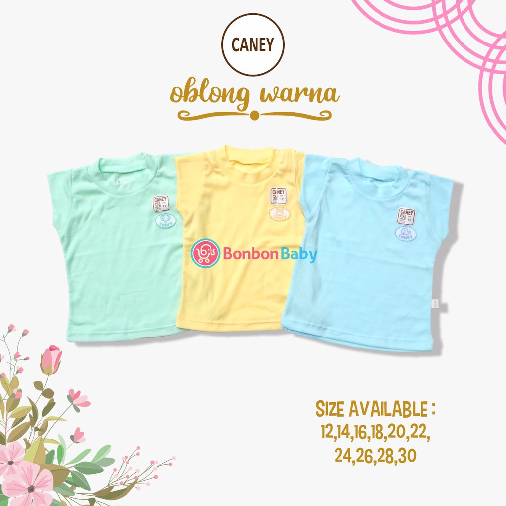 Caney Oblong Pendek rib Warna 1set (isi 3pcs) / kaos anak / bayi