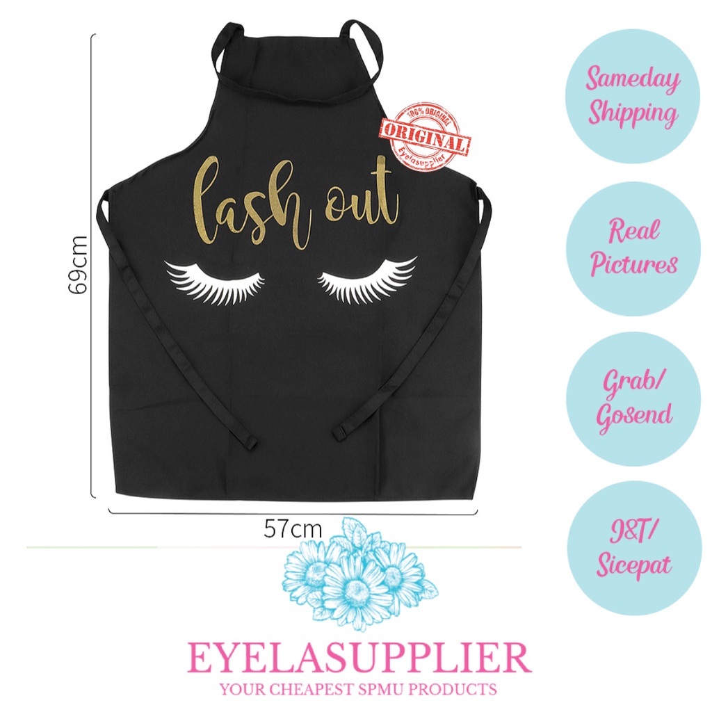 Apron Celemek Beauty Studio Eyelash Studio Lash Out Seragam Salon Artist Extension Katun Lembut Bar