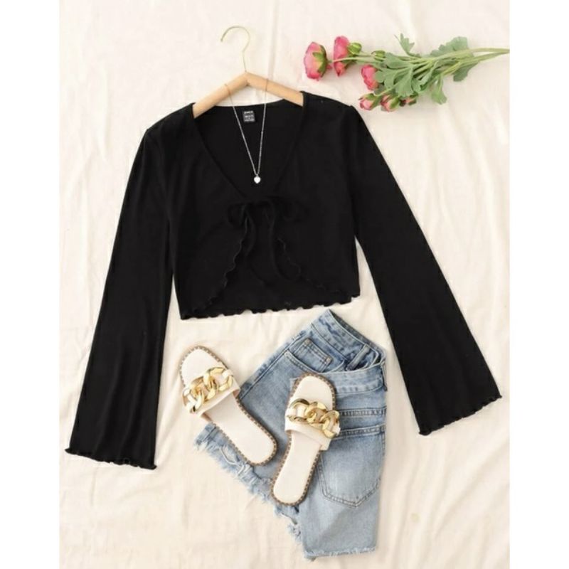 Daisies Cardigan Crop Top Rajut Korea Wanita