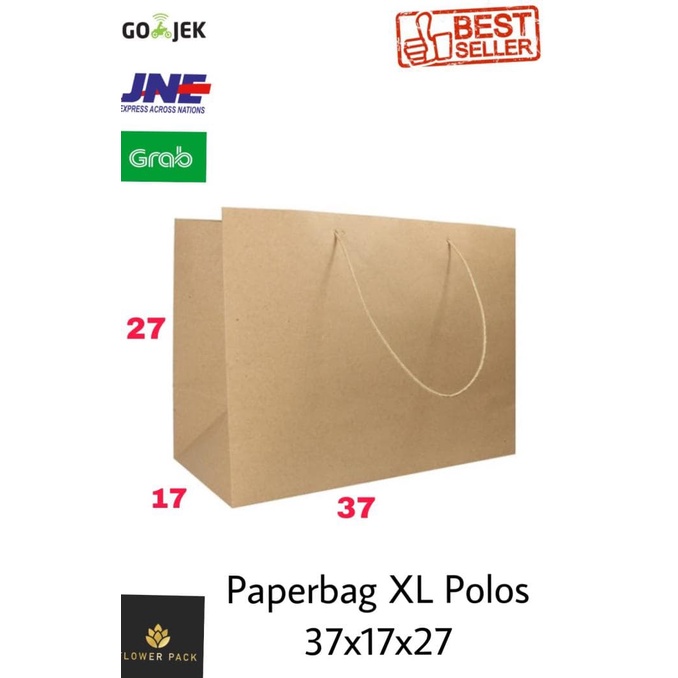 

(TERLARIS) Jual Paperbag Xl Polos 37X17X27 Jumbo Besar Tas Kertas Tas Belanja