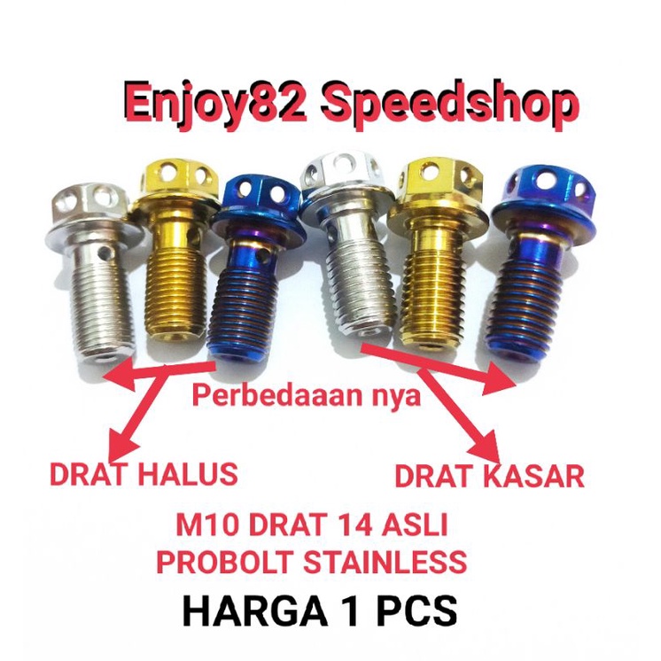 Baut Pb Probolt Kaliper ke banjo / Banjo ke Master Rem Drat Kasar dan Halus ( Harga satuan /per 1 biji)