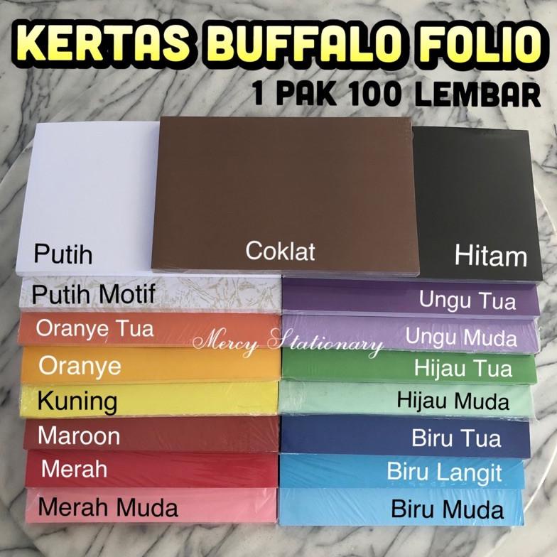 

[KODE I9LQT] 100 Lembar - Kertas Cover Buffalo Polos 150 Gr A4 F4 Folio Bufalo Motif Hitam Bufallo Putih Biru Benhur Jilid