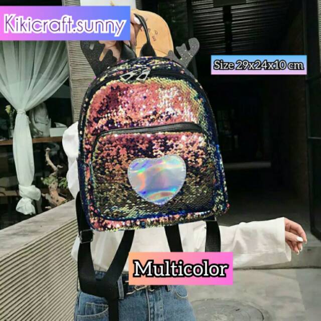 Tas ransel sequin murah / tas sequin besar / tas ransel sekolah / tas import