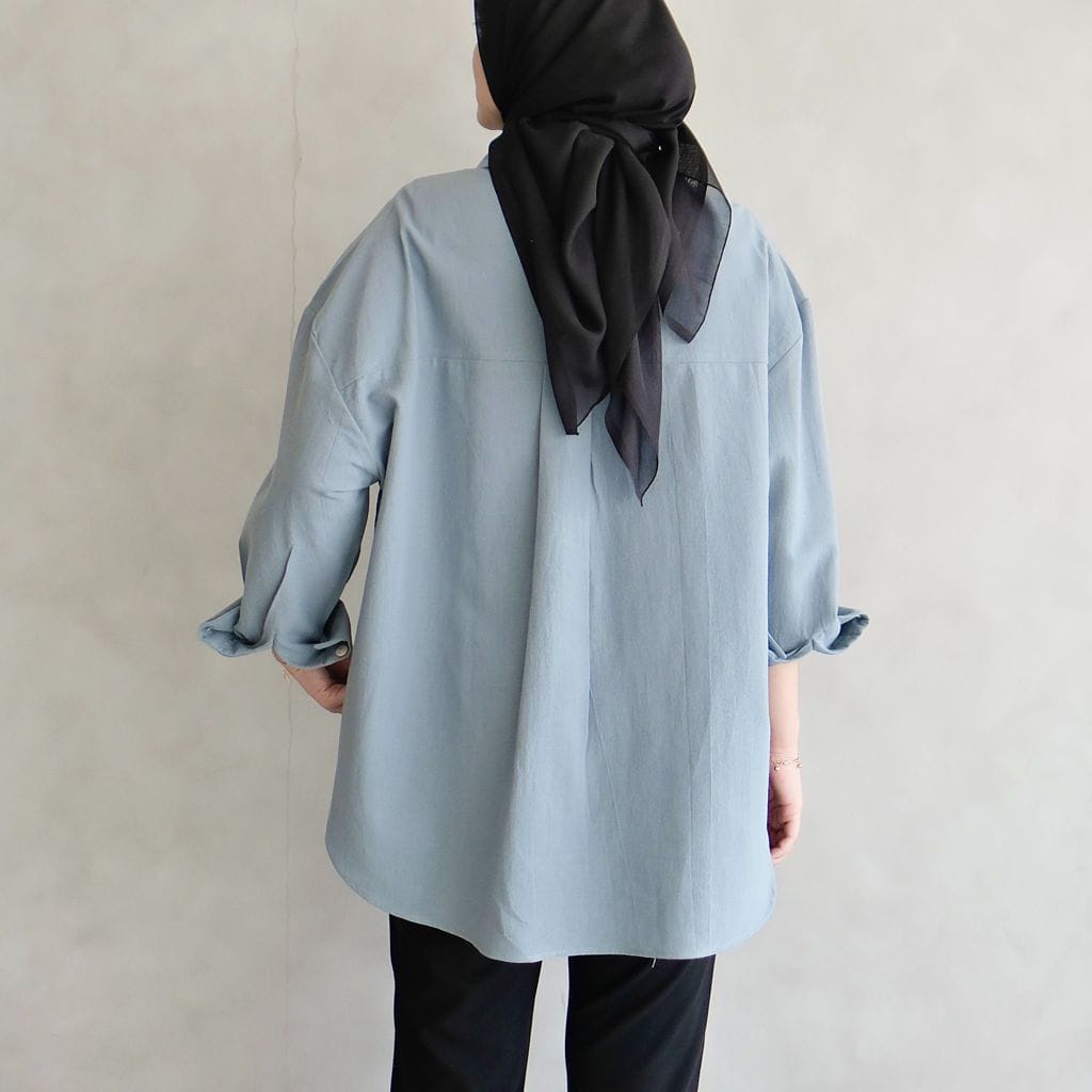 Luca Shirt Blouse JUMBO LD 120 Bahan Katun Linen - BAJU BLOUSE WANITA JUMBO BIG SIZE TO XXXL - ATASAN LENGAN PANJANG