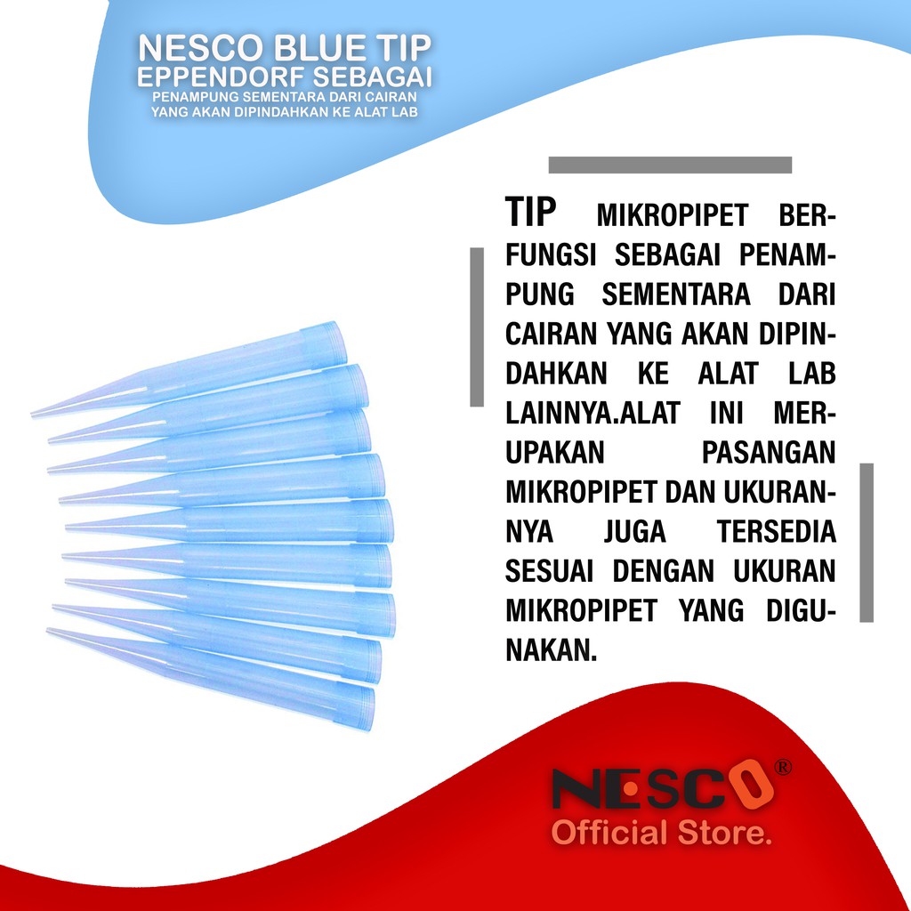 Nesco Blue Tip Bisa untuk Gilson maupun Eppendorf, 500pcs/bag, FM, Best Seller