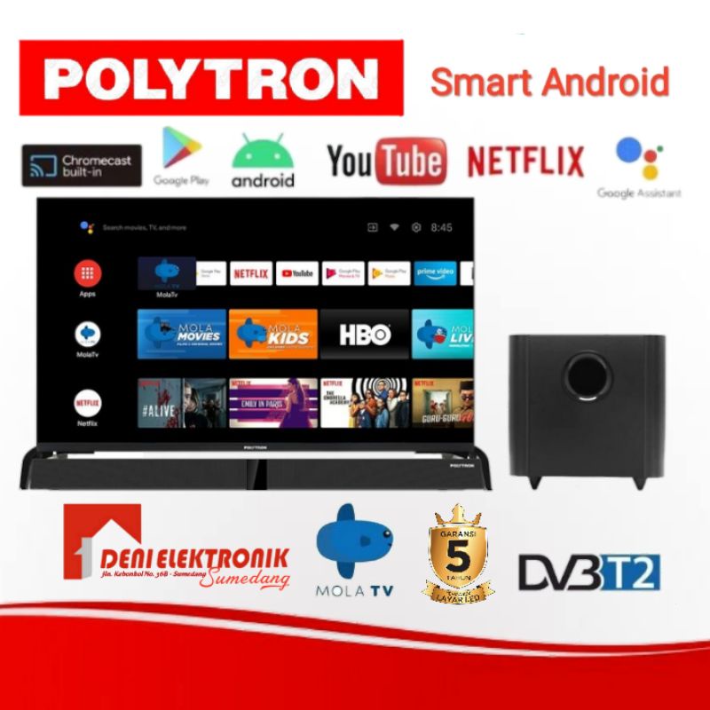 LED Tv Polytron 32" smart Android Cinemax Soundbar