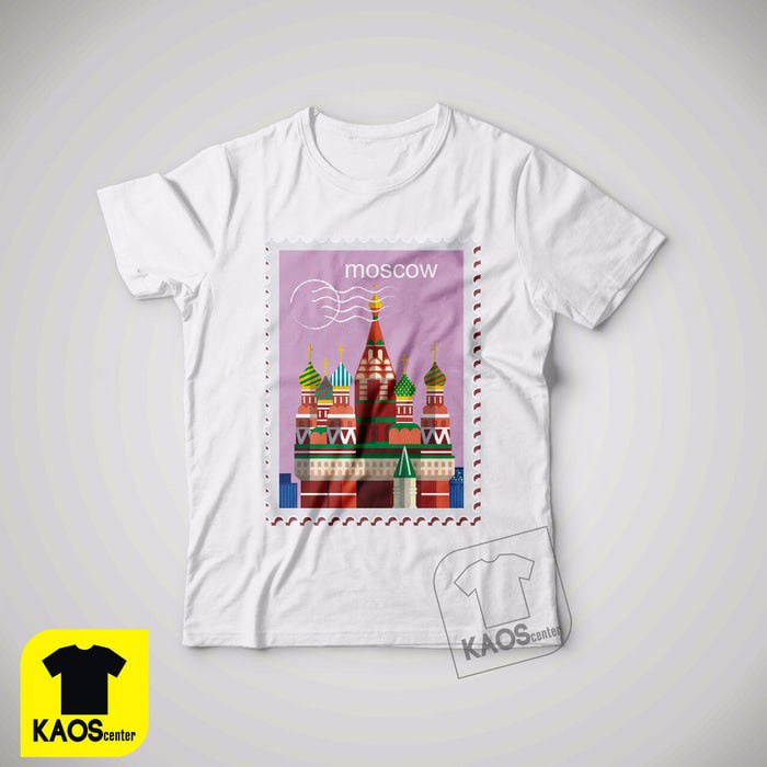 Kaos Tshirt Baju Combed 30S Distro Moscow Russia Rusia Murah Obral Oleh Oleh polos custom Perangko