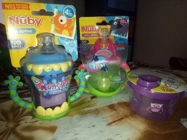 Bosu171 Botol Sedotan Nuby Grip Flip N Sip Twin Handlecup 240ml Straw 10254 Weight Straw