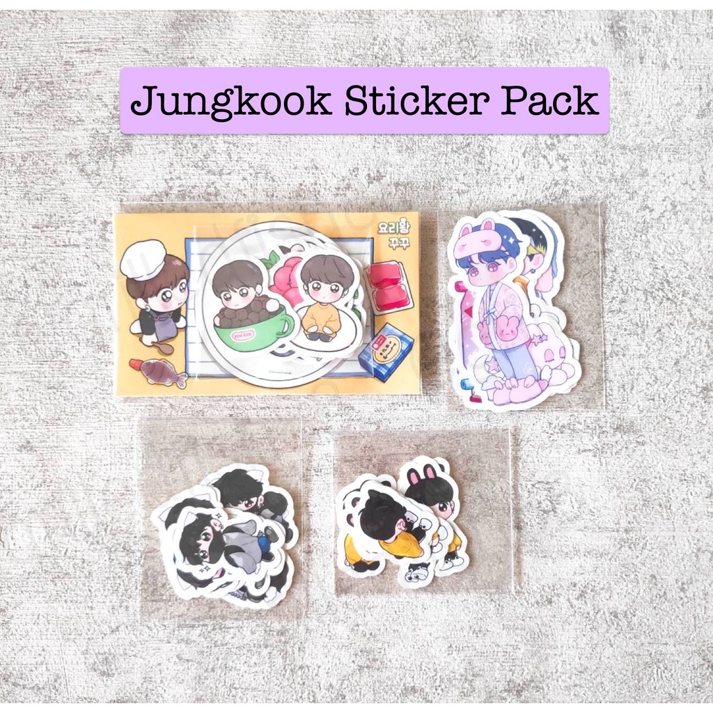 

[CEK VARIASI] JUNGKOOK Sticker Pack Die-cut Stiker Deco BANGTAN JK Kookie Kook Kookoo