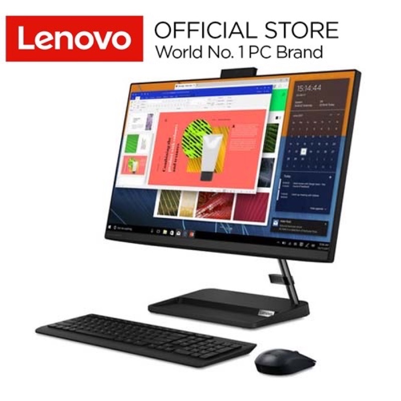 Lenovo PC IdeaCentre AIO 3 3020e Win 11 - 8GB - SSD 256GB - 21.5&quot; FHD IPS Integrated AMD Radeon DVD Wired Keyboard Mouse 66ID Black Desktop All-in-One AIO3 Terjangkau 22inch Antiglare