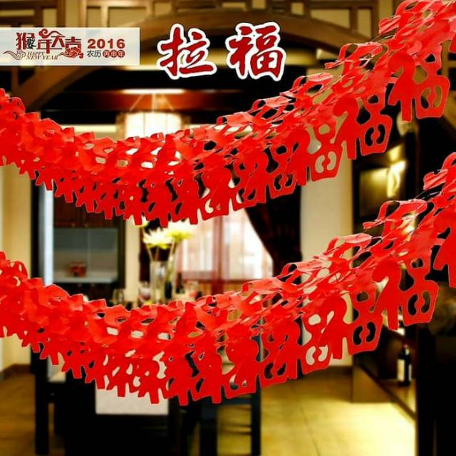 Garland Gong Xi Fa Cai Wan Shi Ru Yi Dekorasi Imlek Lamoion Murah