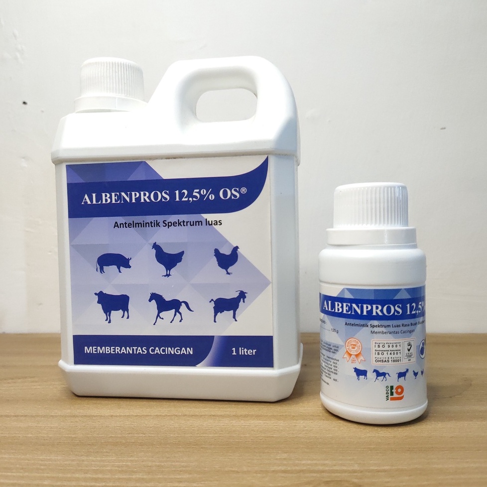 ALBENPROS 12.5% 100ml - Obat Cacing Ampuh untuk Sapi kambing Domba Dan Unggas Rasa Blubery - Vadco