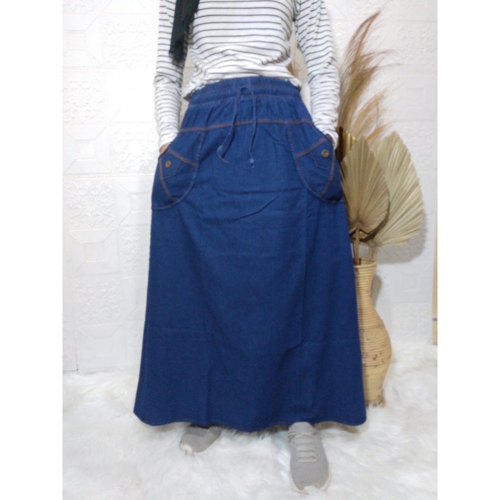 Rok Jeans Panjang Anak Remaja SMA atau wanita Dewasa