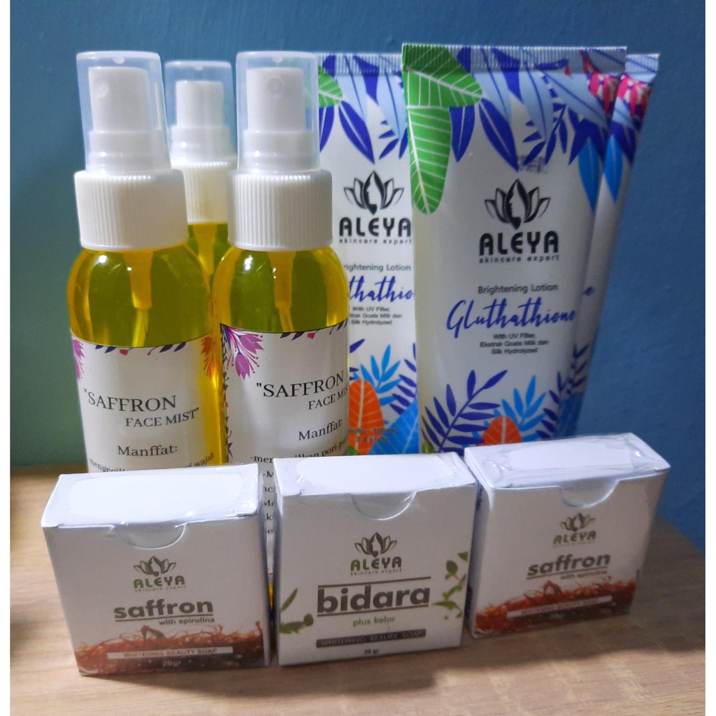 Paket 3_ Sabun Saffron Aleya Pemutih Wajah dan Penghilang Flek Hitam+Sabun Bidara Original BPOM+Face