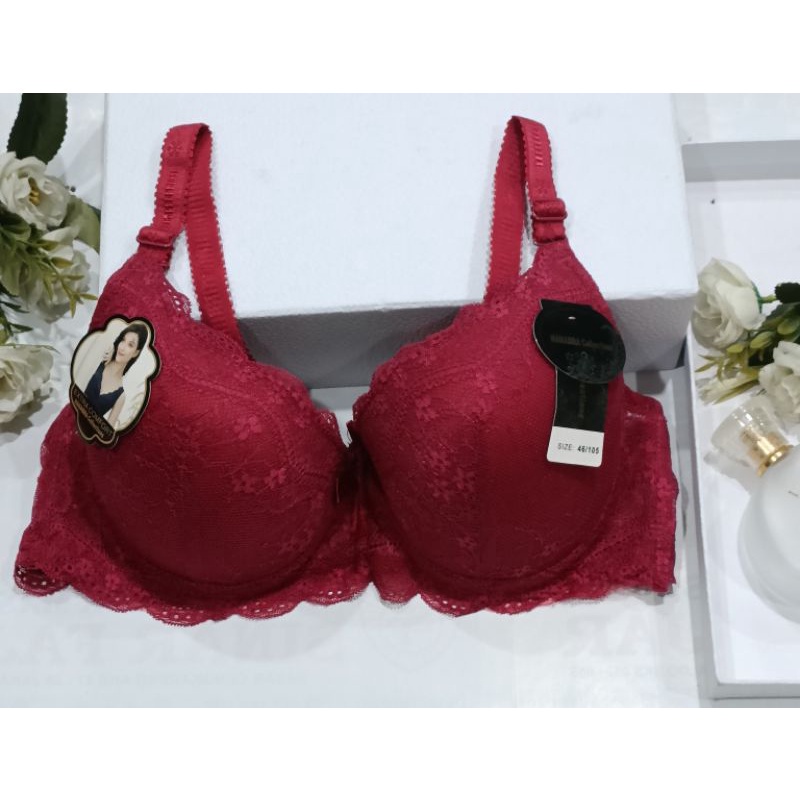 BRA WANITA JUMBO BH FASHION KAWAT BUSA TIPIS KAIT 3 Size 36-46 art 182#-Marun