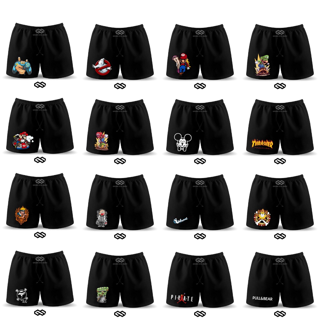 BEST SELLER - CELANA BOXER PRIA BLACK DTF PREMIUM QUALITY DALAMAN KOLOR HITAM BOXSER PANTAI DISTRO SURFING