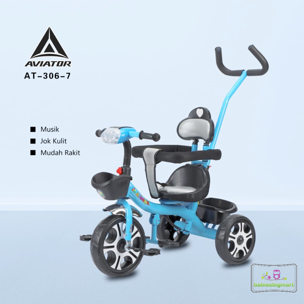 Sepeda Anak Roda 3 Tiga Tricycle Aviator AT 306 7 Dorongan