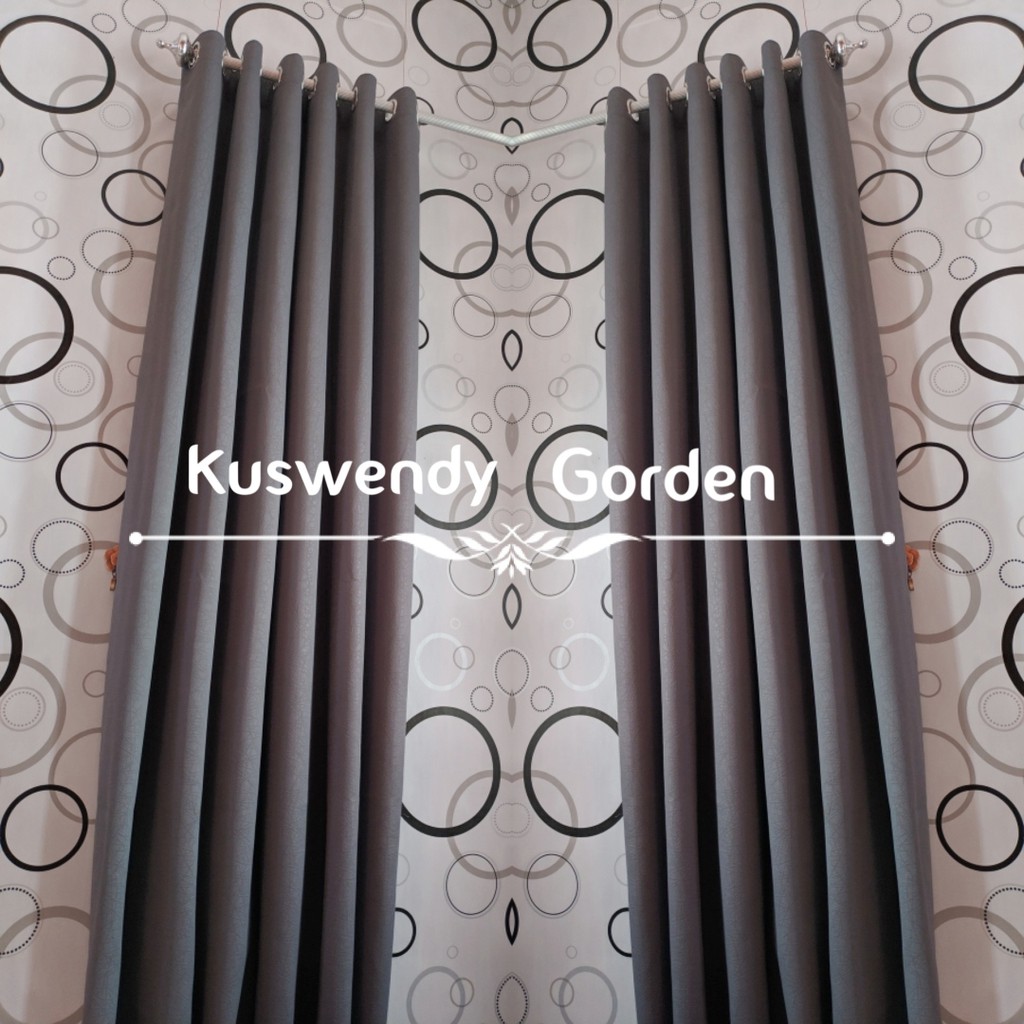 Gorden Blackout Abu Tua 100 x 250 ~ 300 cm Tinggi 2.5 ~ 3 meter Polos Hordeng Jendela Pintu Tirai  Minimalis