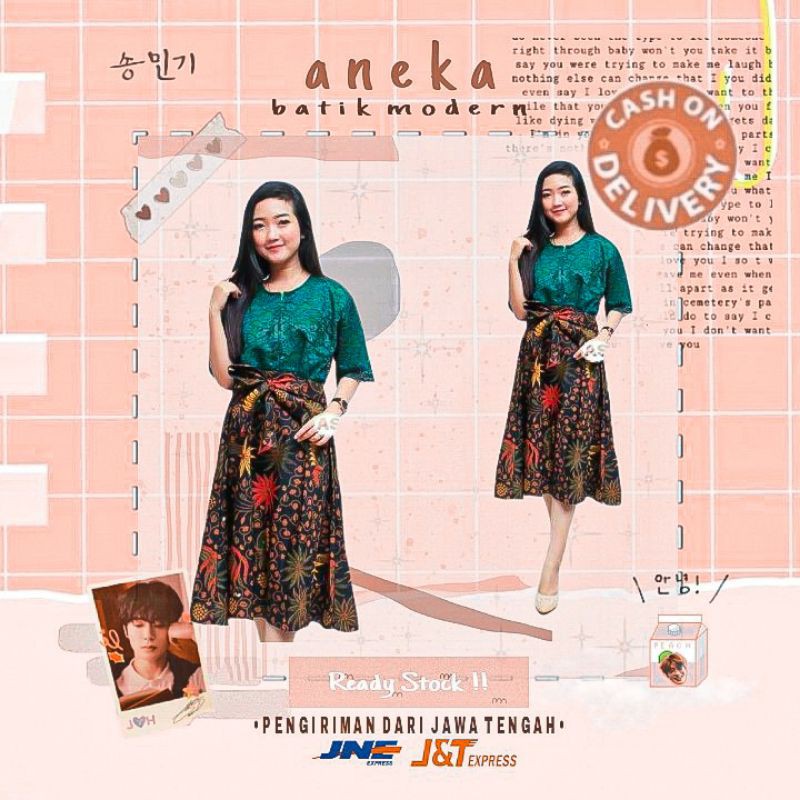 MINI DRESS BATIK LENGAN ROK PENDEK BROKAT BRUKAT PARTY DRESS PRIMISIMA HIJAU BOTOL GOLD MERAH LATTE