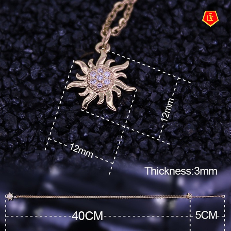 [Ready Stock]Creative Korean Sunflower Necklace Rhinestone Pendant Luxury Fashion