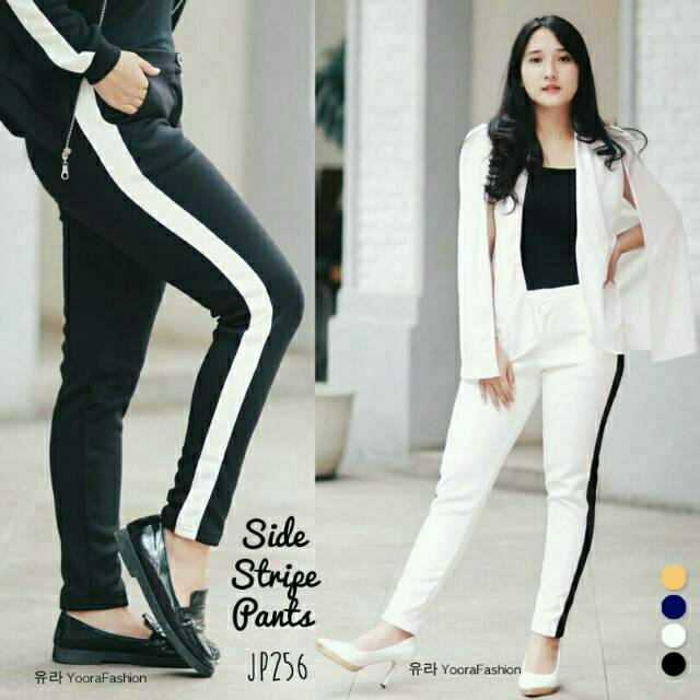 Legging strip celana panjang wanita jegging melar