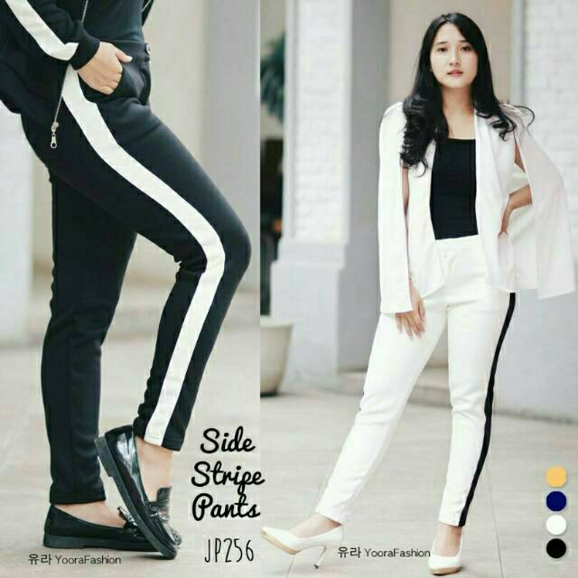 Legging strip celana panjang wanita jegging melar