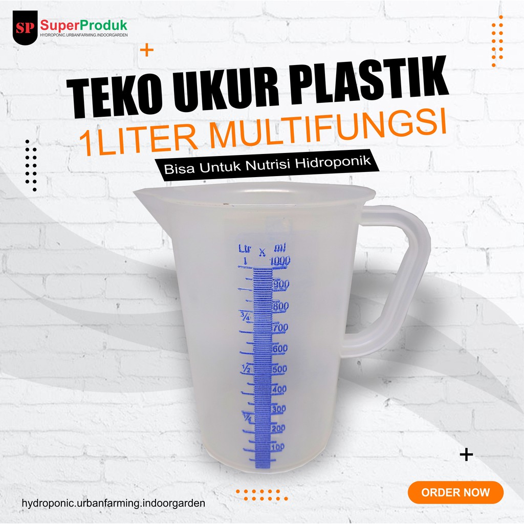 Gelas Ukur 1liter - gelas ukur plastik 1000ml-Teko Ukur 1000ml