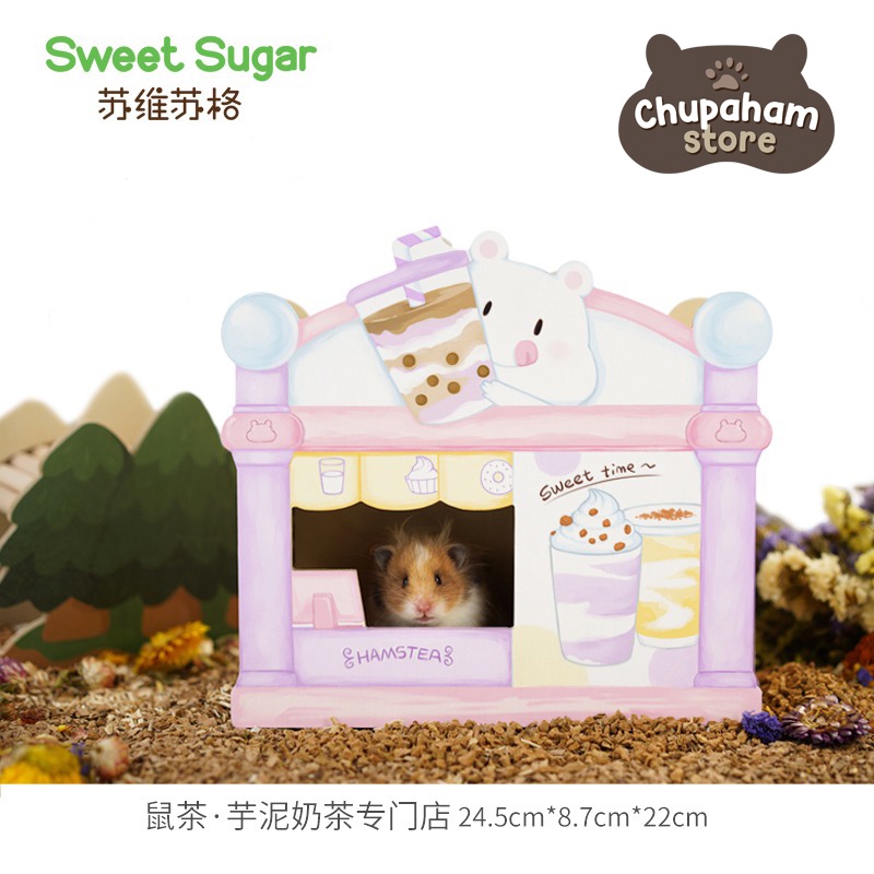 Sweet Sugar Wooden House Collection / Hideout Hamster Gerbil Kayu Lucu Import Rumah Kayu Aksesoris Kandang Hamster-Hams Boba