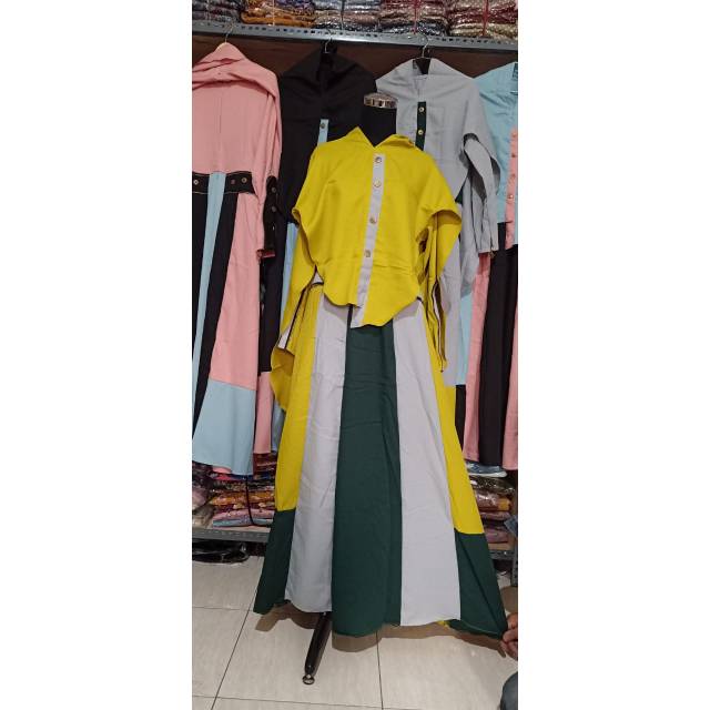 [IMPOR] TERESIA GAMIS ZIPPER  SET KHIMAR