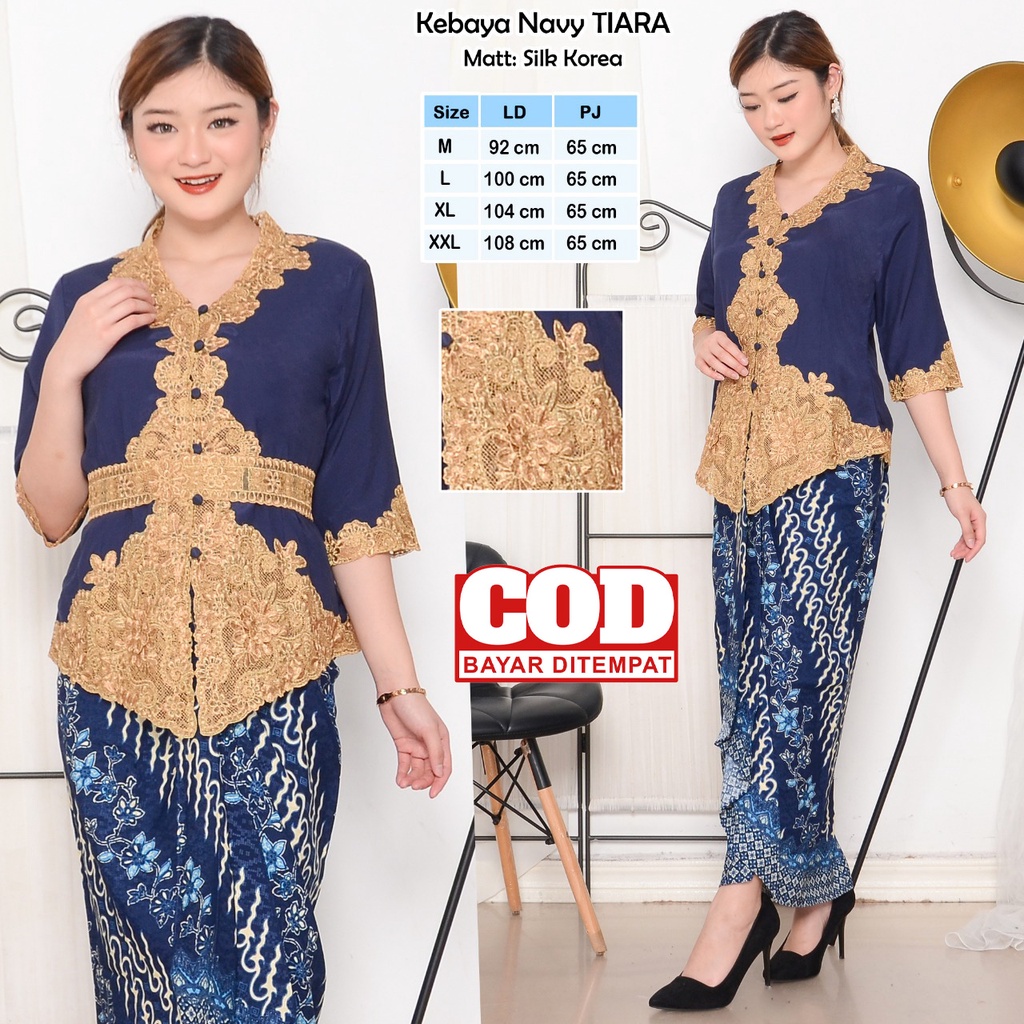 Atasan Kebaya Bordir Modern Mewah Lengan 3/4 Warna Putih|Merah Maroon|Biru Navy / Kebaya Wanita Dewasa Terbaru / Kebaya Akad Nikah Kekinian / Kebaya Wisuda Elegan / Kebaya Kondangan Moderen Cantik Tiara-6