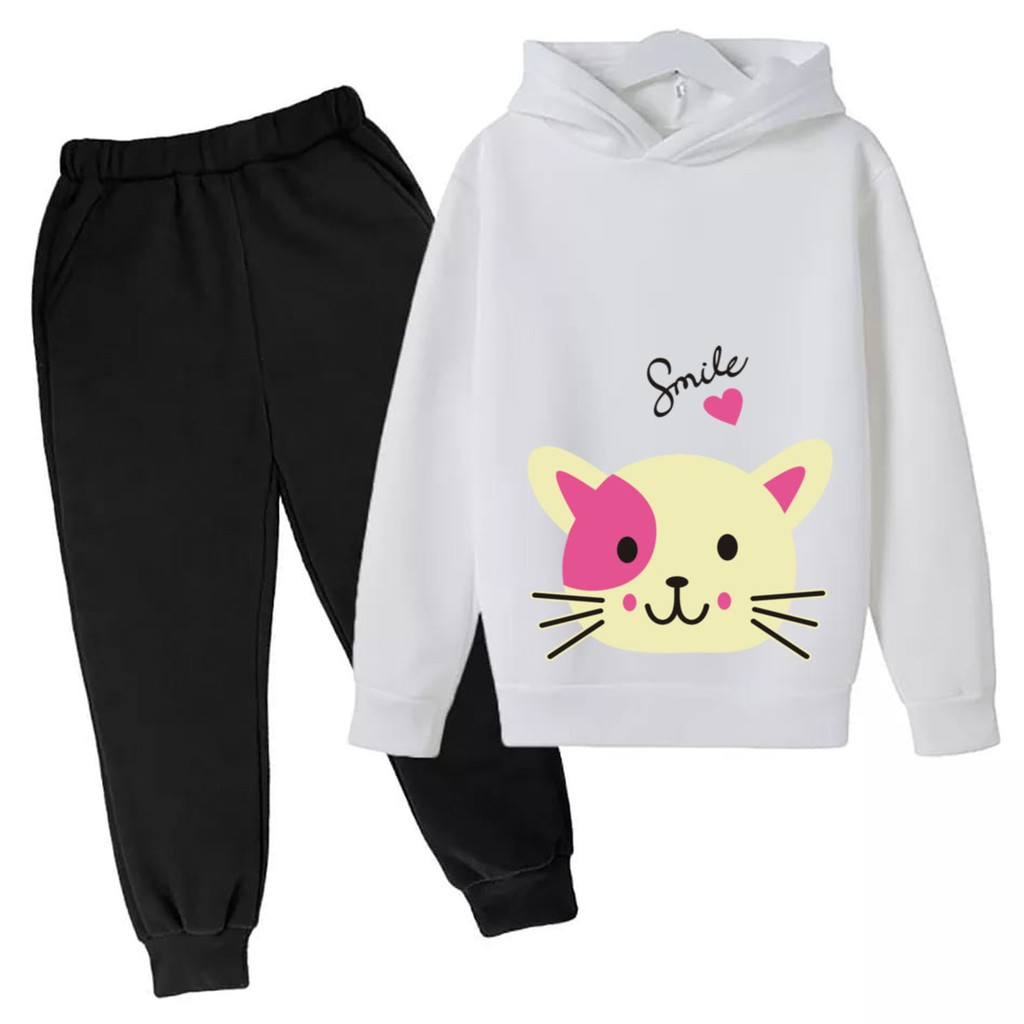 Bess - Setelan Set Jogger Wanita / Setelan Set Hoodie DOGGY SMILE