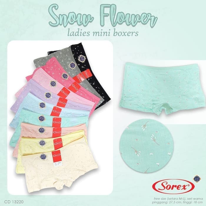 Sorex 13220 Celana Dalam /CD Boxer Wanita Katun Adem Motif Snow Flower KSW