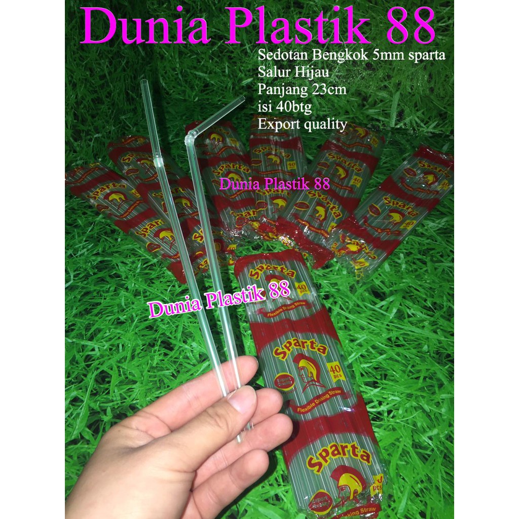 isi40Btg SEDOTAN BENGKOK SPARTA SALUR HIJAU 5MM ekonomis plastik murah flexibel bengkok tekuk