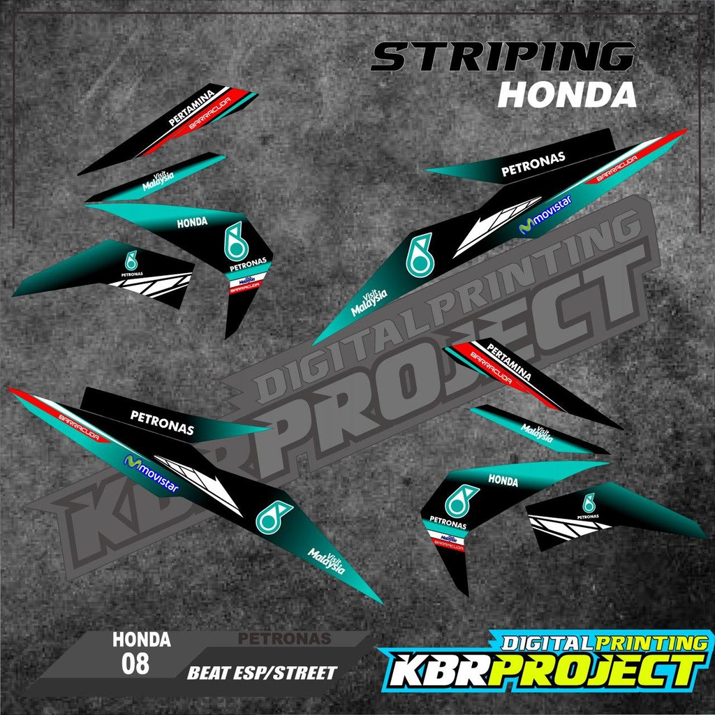 (cod) BEAT STREET BEAT ESP FI NEW Stiker Motor Striping Variasi List Honda Racing Skotlet Petronas
