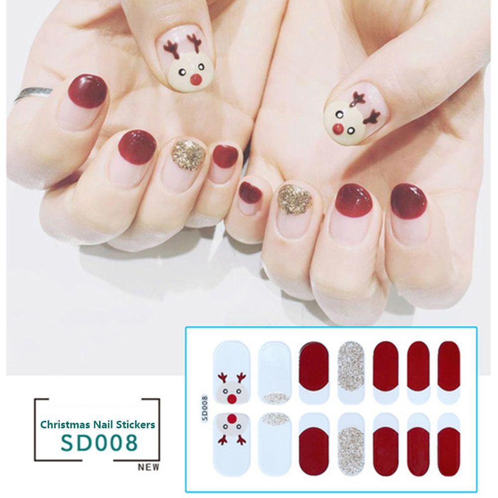 Chooky Stiker Kuku Motif Santa Claus / Snowman / Natal Untuk Dekorasi Manicure / Nail Art