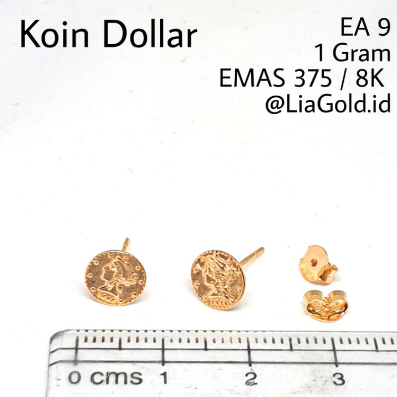 Anting Koin EMAS ASLI Kadar 375 / 8k