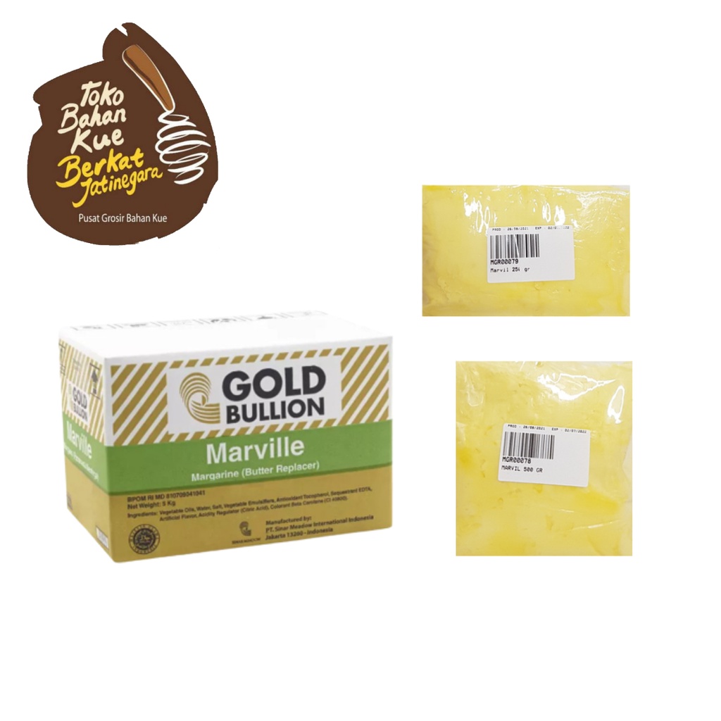 

GOLD BULLION MARVILLE BUTTER REPLACER 250 GR / MARGARINE PENGGANTI MENTEGA VEGAN BUTTER