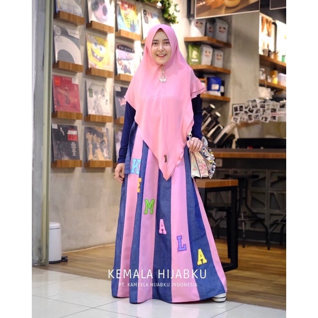 luxury  Denim Pink Signature by Kameela Hijabku