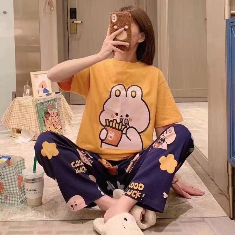 MDLV ~ BAJU TIDUR SET RABBIT POTATO MUSTARD CP BAJU TIDUR IMPORT CEWEK BEST SELLER PIYAMA DEWASA FASHION IMPORT