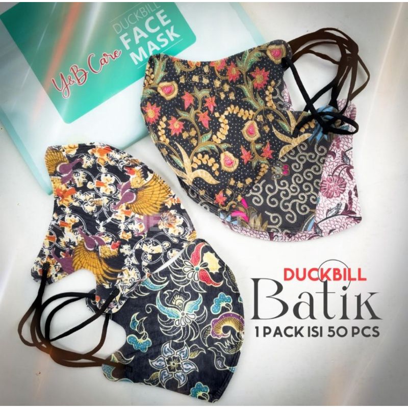 Masker Duckbill Batik Motif 3Ply Earloop - Masker Medis Duckbill Disposable Surgical Mask