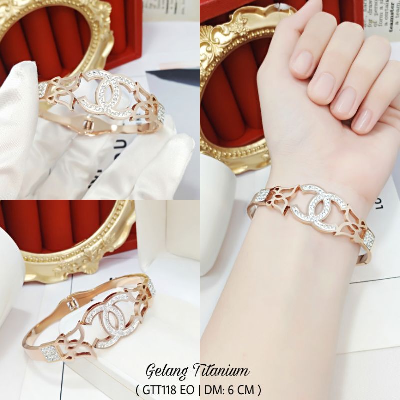 Gelang Titanium Wanita Rose Gold GTT118 EO