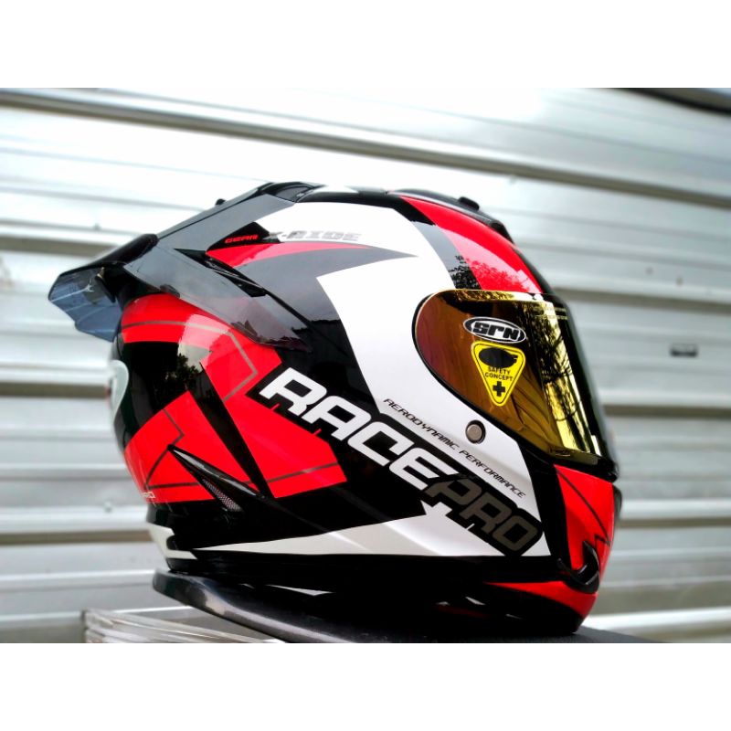 HELM GM FULLFACE RESPRO PAKET GANTENG FLAT VISOR WITH SPOILER-1