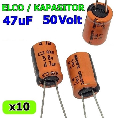 10 PCS Capasitor Elco Mini 47uF 50v Kapasitor Elko Kecil Orange 47 Micro 50v 47uF/50V 47uf 50V 47uf 