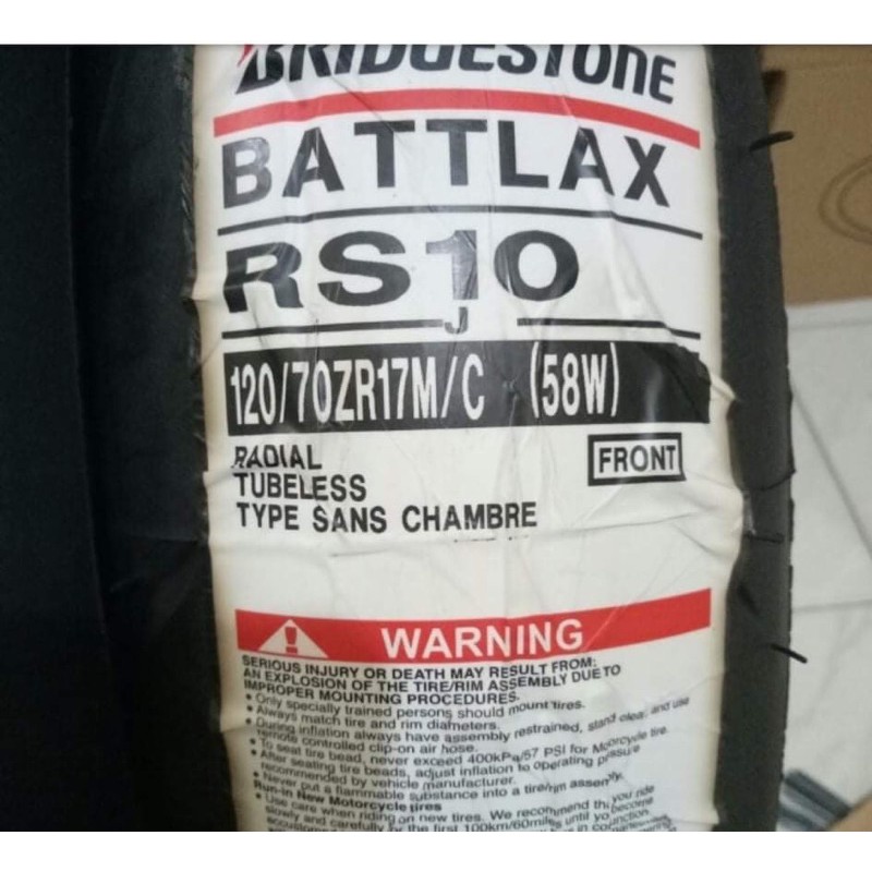 ban luar battlax rs-10 ban depan uk 120/70-17 tubeless