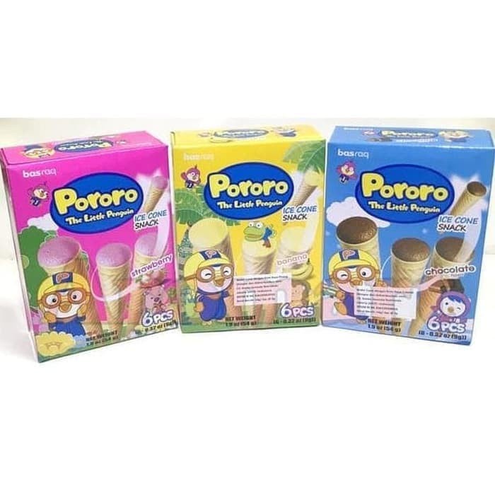 Pororo Ice Cone Snack Chocolate/Banana/Strawberry 54gr - pororo yakult